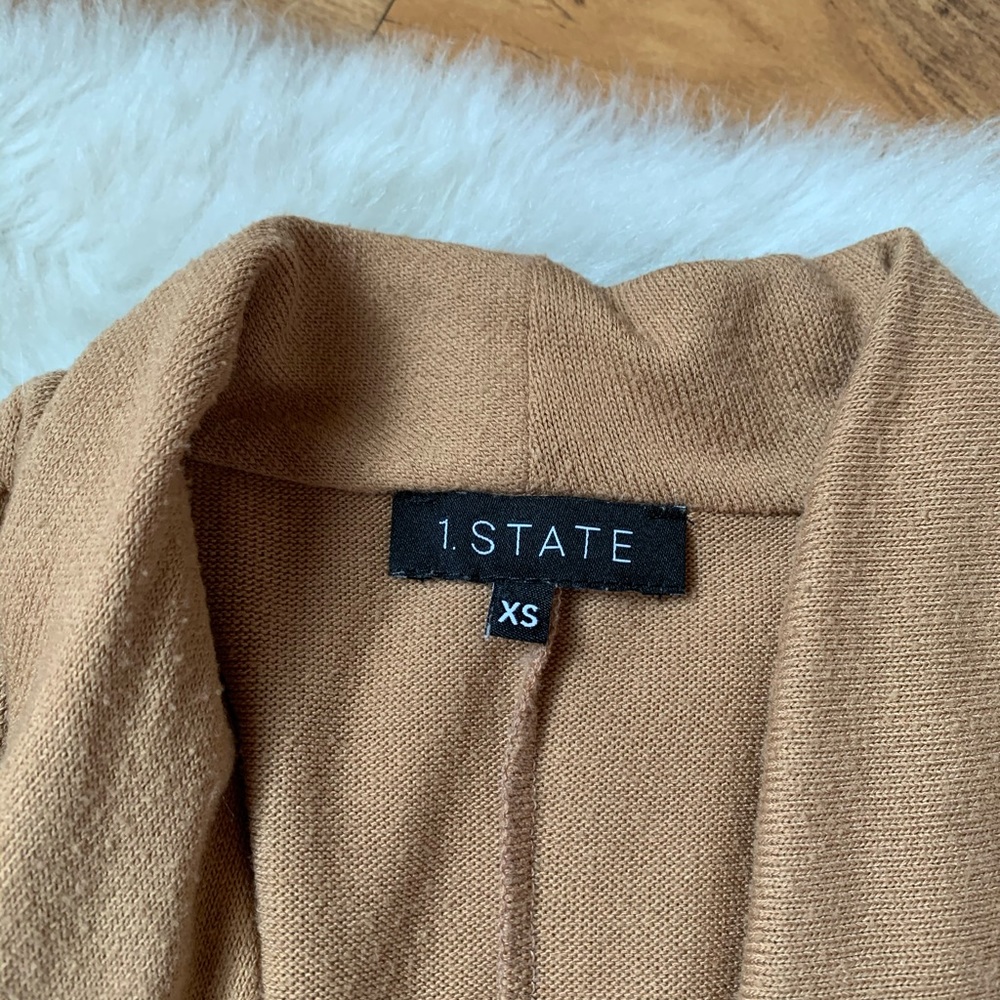 1. State X Jaime Shrayber Camel Surplice Knit Top - image 2